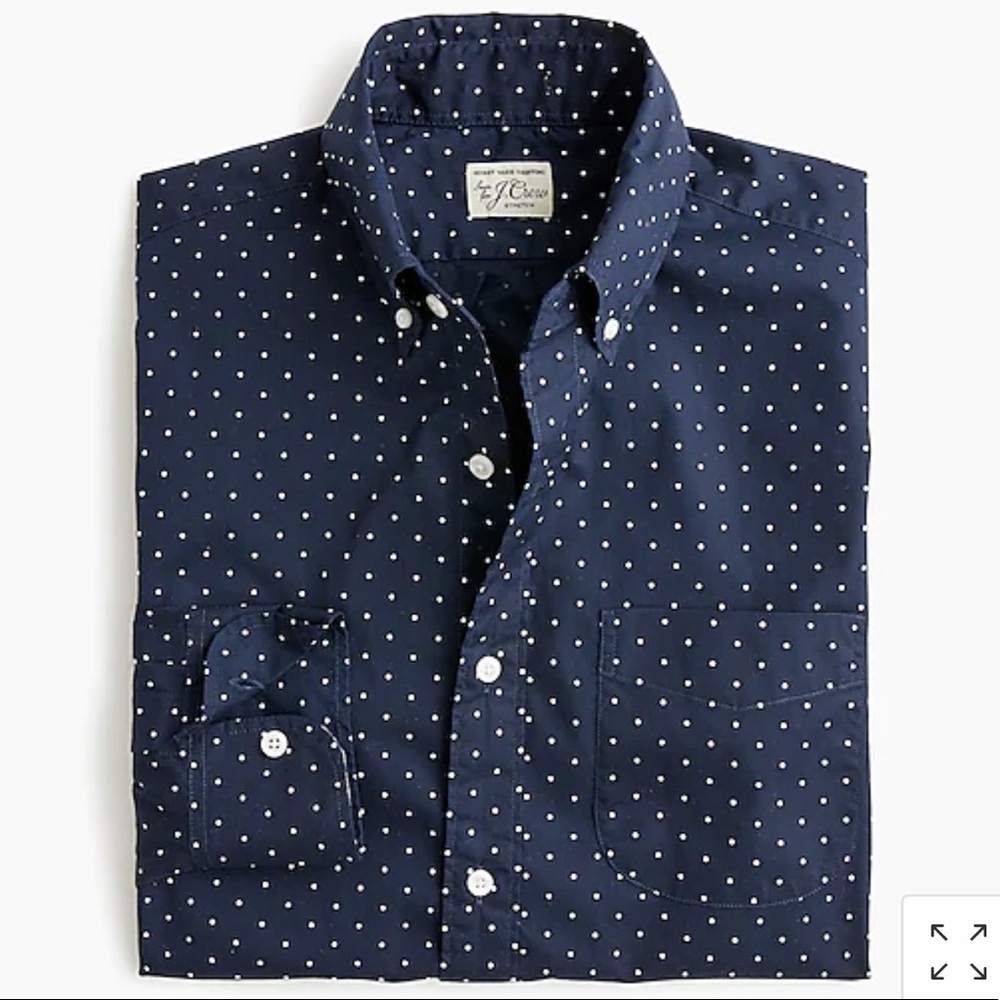J Crew Slim Stretch Secret Wash Shirt in Mini Dot, NWT